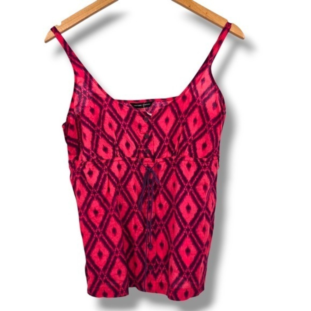 New York & Company Cami Top Diamond Print Y2K Sleeveless‎ Casual Blouse Size S